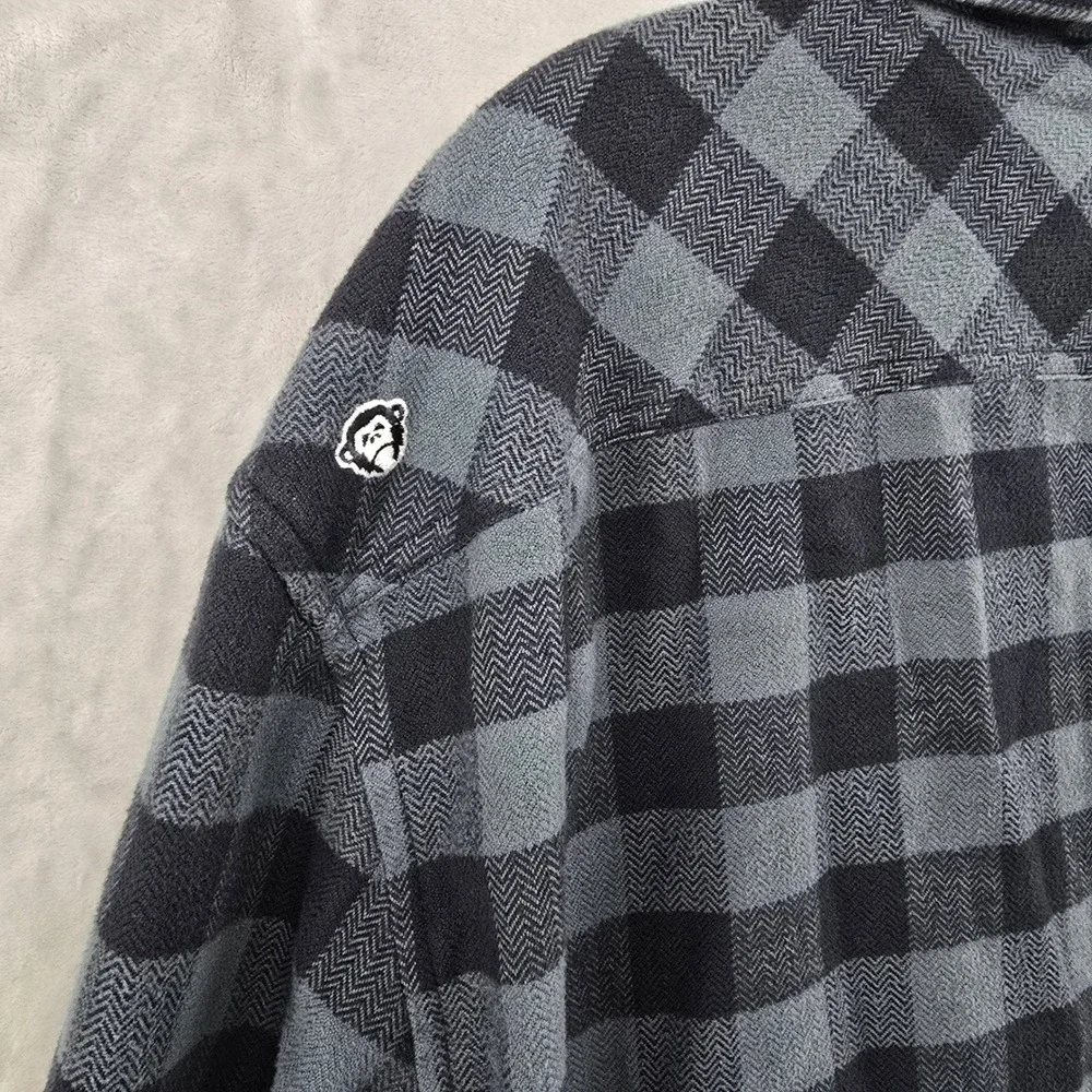 Howler Bros Flannel Shirt Mens Large Gray Black Buffalo Check Long sleeve‎